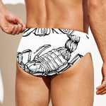 White And Black Scorpio Sign Print Men's Swim Briefs