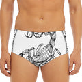 White And Black Scorpio Sign Print Men's Triangle Swim Briefs