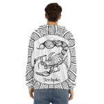 White And Black Scorpio Sign Print Men's Velvet Pullover Hoodie