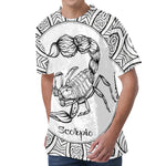 White And Black Scorpio Sign Print Men's Velvet T-Shirt