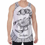 White And Black Scorpio Sign Print Men's Velvet Tank Top