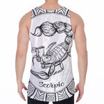 White And Black Scorpio Sign Print Men's Velvet Tank Top