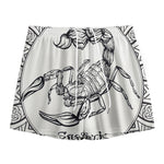 White And Black Scorpio Sign Print Mesh Shorts