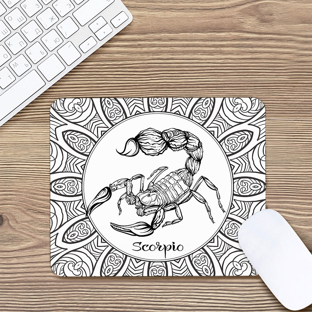 White And Black Scorpio Sign Print Mouse Pad