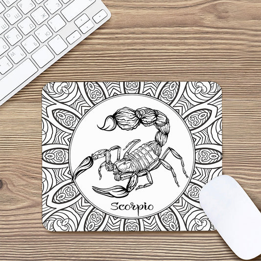 White And Black Scorpio Sign Print Mouse Pad