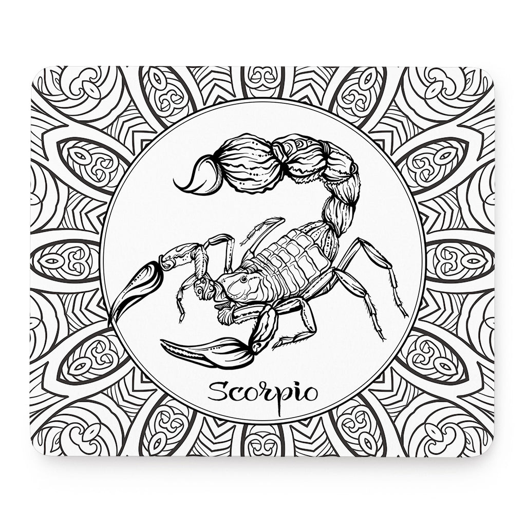 White And Black Scorpio Sign Print Mouse Pad