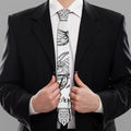 White And Black Scorpio Sign Print Necktie