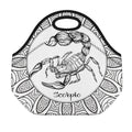 White And Black Scorpio Sign Print Neoprene Lunch Bag