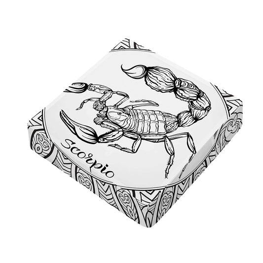 White And Black Scorpio Sign Print Outdoor Seat Cushion Cover