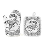 White And Black Scorpio Sign Print Oven Mitt And Pot Holder Set