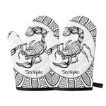 White And Black Scorpio Sign Print Oven Mitts