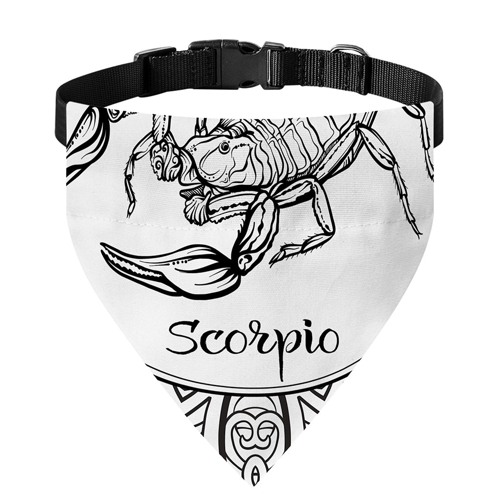 White And Black Scorpio Sign Print Over The Collar Dog Bandana