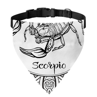 White And Black Scorpio Sign Print Over The Collar Dog Bandana