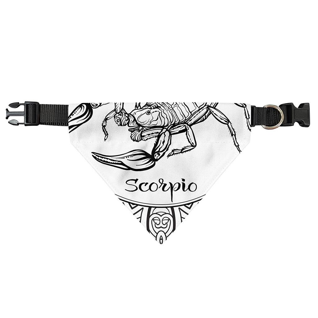 White And Black Scorpio Sign Print Over The Collar Dog Bandana