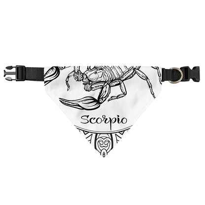 White And Black Scorpio Sign Print Over The Collar Dog Bandana