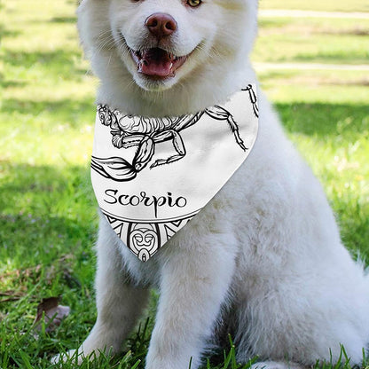 White And Black Scorpio Sign Print Over The Collar Dog Bandana
