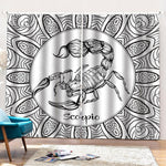 White And Black Scorpio Sign Print Pencil Pleat Curtains