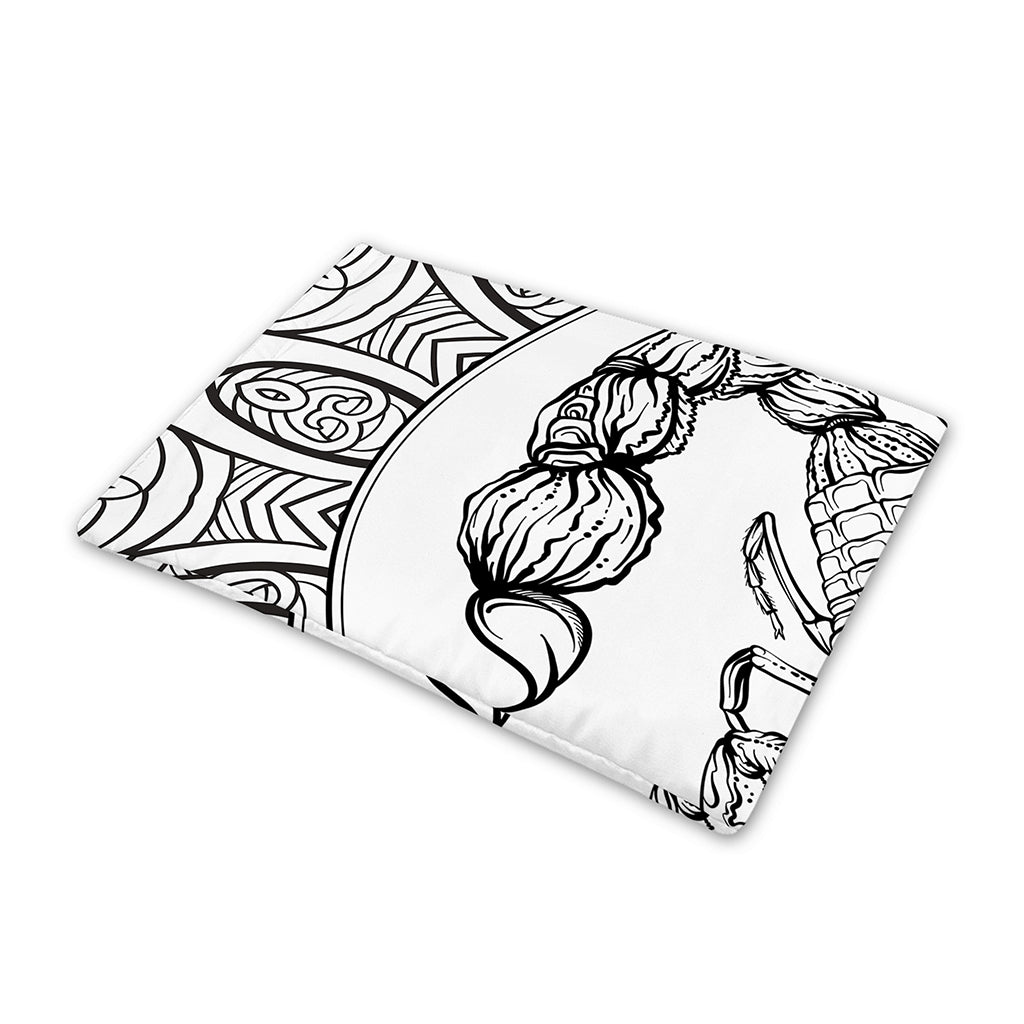 White And Black Scorpio Sign Print Pet Cooling Mat Cover