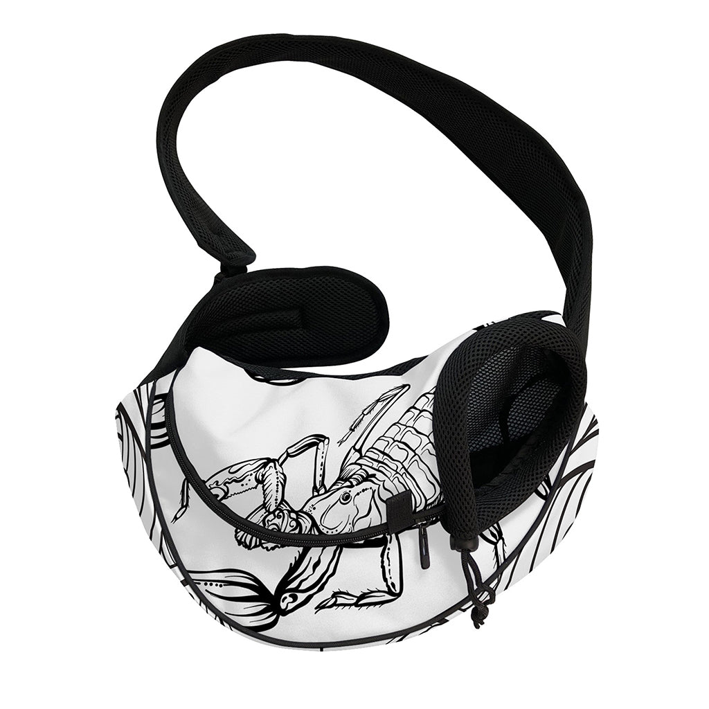 White And Black Scorpio Sign Print Pet Sling Carrier