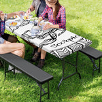 White And Black Scorpio Sign Print Picnic Table Cover