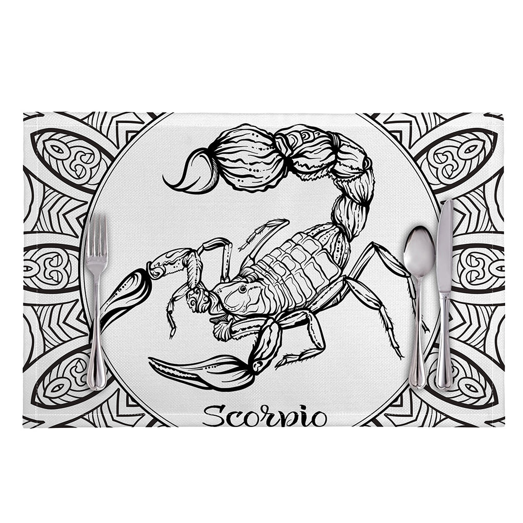 White And Black Scorpio Sign Print Placemat