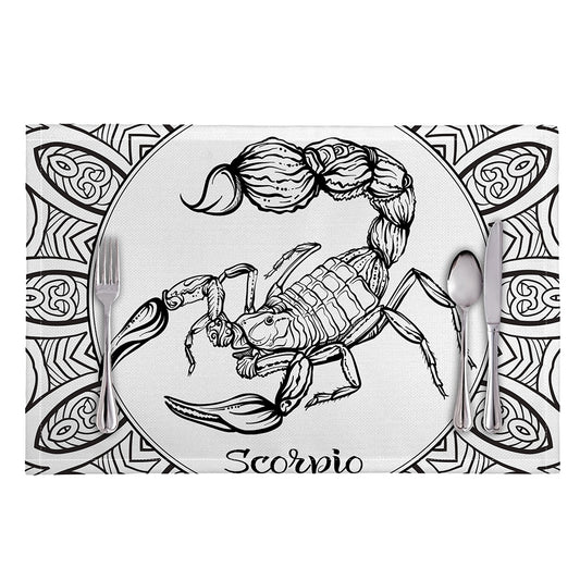 White And Black Scorpio Sign Print Placemat