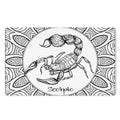 White And Black Scorpio Sign Print Polyester Doormat