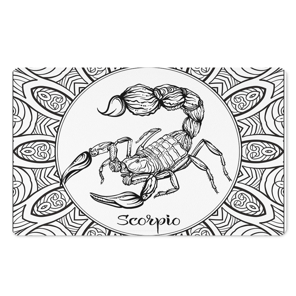 White And Black Scorpio Sign Print Polyester Doormat