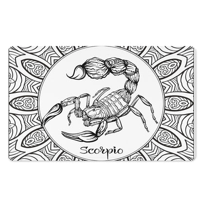 White And Black Scorpio Sign Print Polyester Doormat