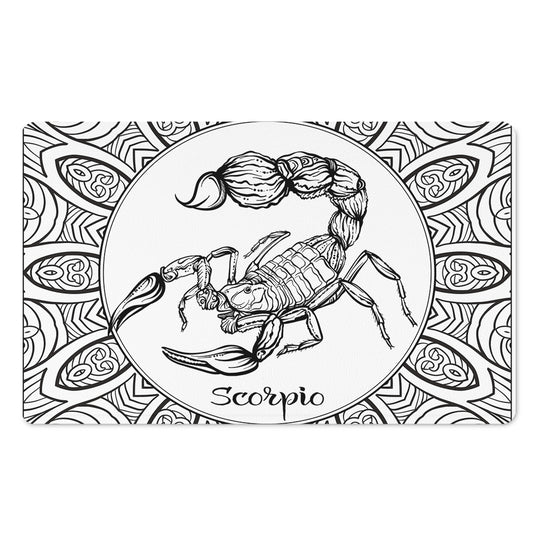 White And Black Scorpio Sign Print Polyester Doormat