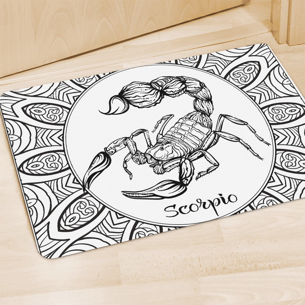 White And Black Scorpio Sign Print Polyester Doormat