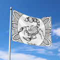 White And Black Scorpio Sign Print Polyester Flag