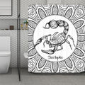 White And Black Scorpio Sign Print Polyester Shower Curtain