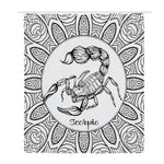 White And Black Scorpio Sign Print Polyester Shower Curtain