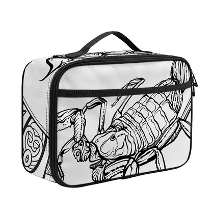 White And Black Scorpio Sign Print Portable Lunch Bag