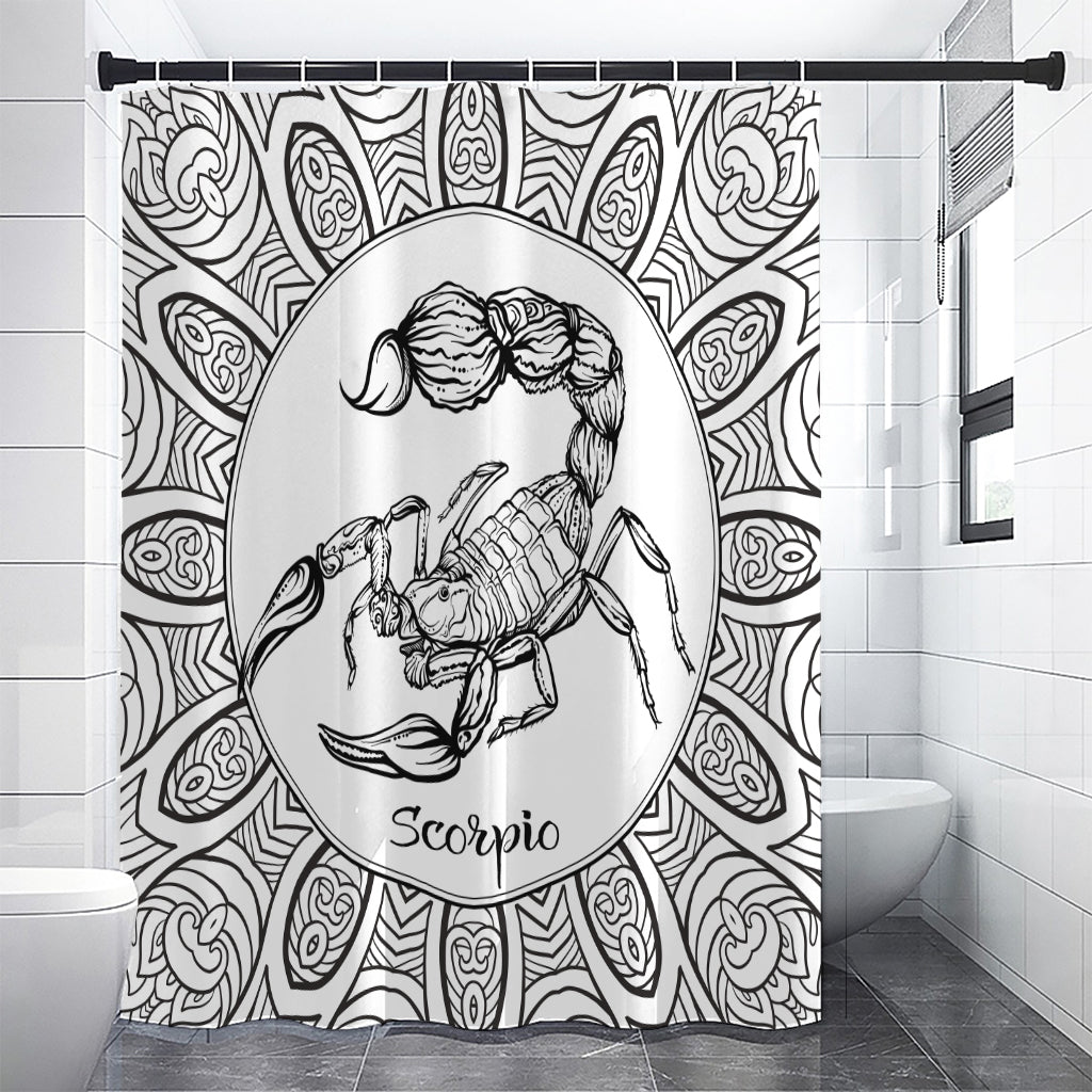 White And Black Scorpio Sign Print Premium Shower Curtain