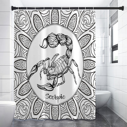 White And Black Scorpio Sign Print Premium Shower Curtain