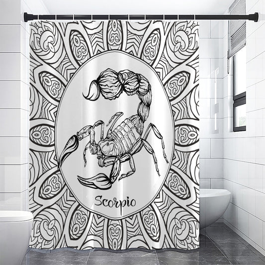 White And Black Scorpio Sign Print Premium Shower Curtain