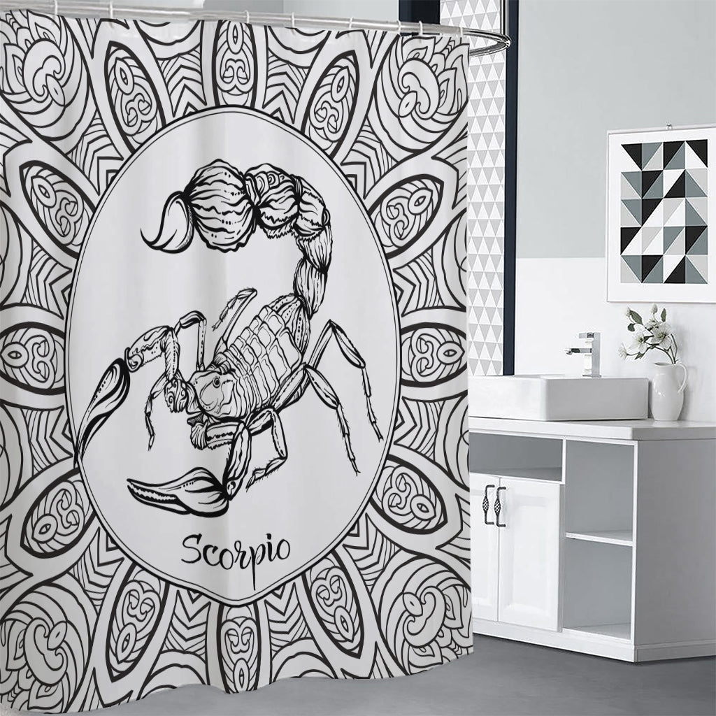 White And Black Scorpio Sign Print Premium Shower Curtain