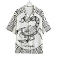 White And Black Scorpio Sign Print Rayon Hawaiian Shirt