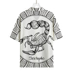White And Black Scorpio Sign Print Rayon Hawaiian Shirt