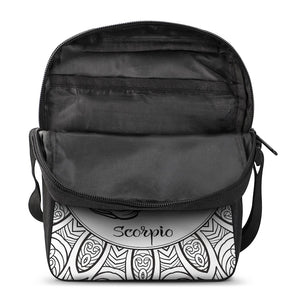 White And Black Scorpio Sign Print Rectangular Crossbody Bag