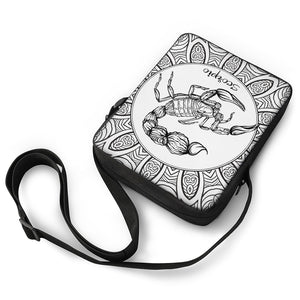 White And Black Scorpio Sign Print Rectangular Crossbody Bag