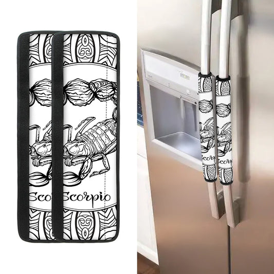 White And Black Scorpio Sign Print Refrigerator Handle Covers
