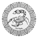 White And Black Scorpio Sign Print Round Blanket