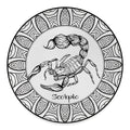 White And Black Scorpio Sign Print Round Floor Mat