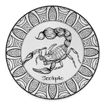 White And Black Scorpio Sign Print Round Floor Mat
