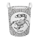 White And Black Scorpio Sign Print Round Laundry Basket