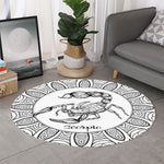 White And Black Scorpio Sign Print Round Rug
