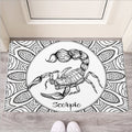 White And Black Scorpio Sign Print Rubber Doormat